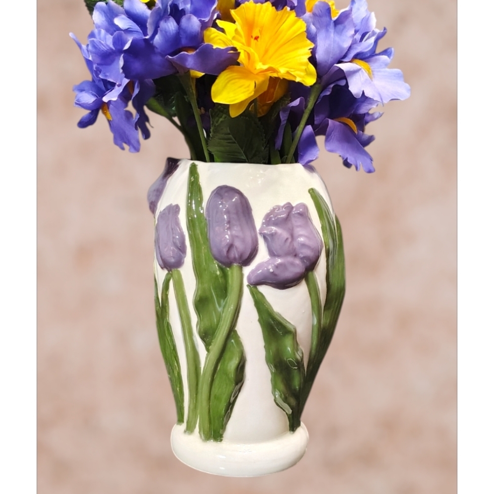 VTG Large - Purple Tulips - Vase